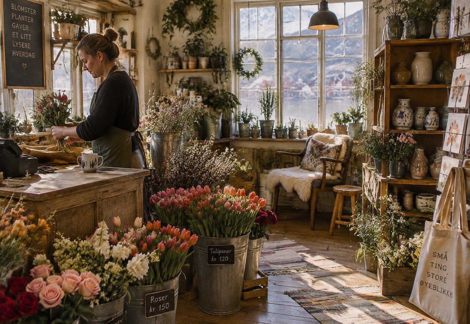 Stemningsbilde fra en blomsterbutikk
